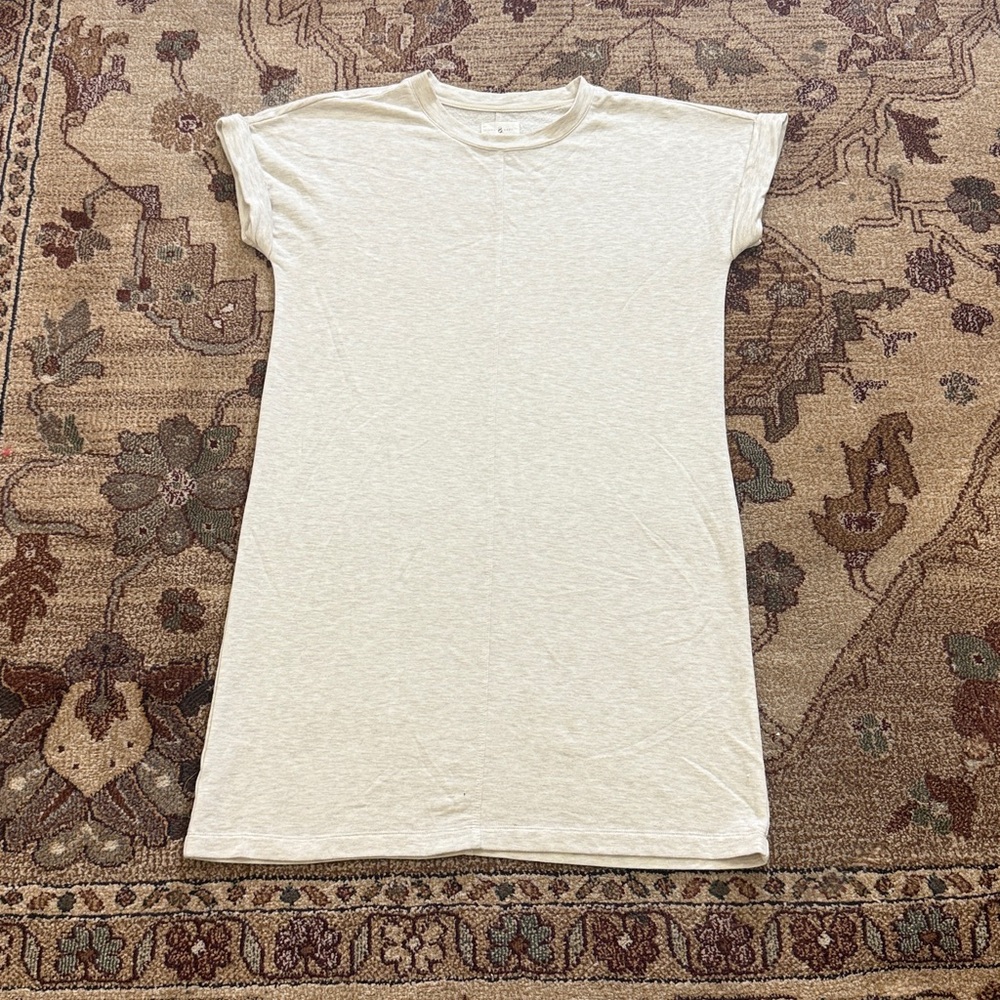 Lou & Grey Cream Short Sleeve Crew Neck T Shirt Tee Mini Dress Size small